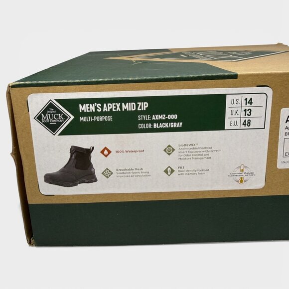 Muck Boot Men\'s Apex Mid Zip Waterproof Hiking Boots Black Size 14 AXMZ-000 NIB main image 9